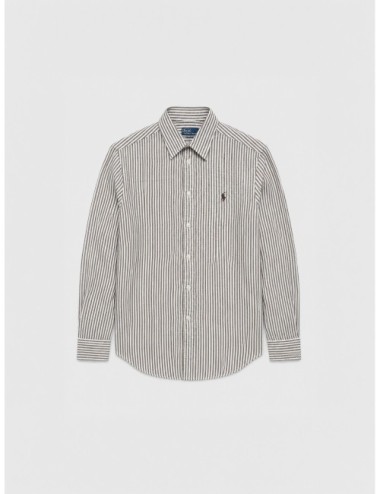 Camisa de rayas Polo Ralph Lauren marrón y blanca con cuello clásico
