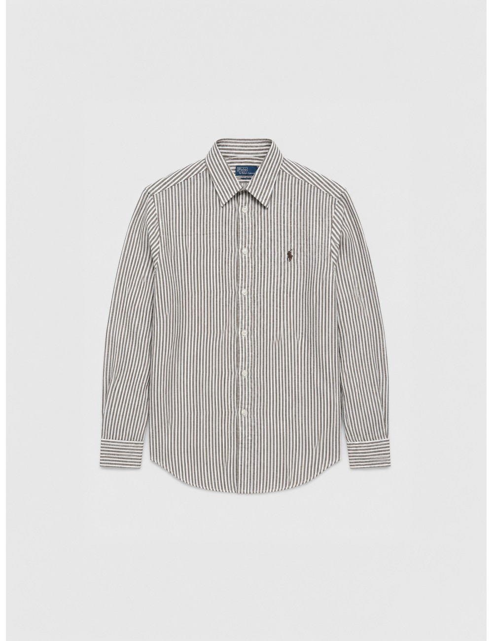 Camisa de rayas Polo Ralph Lauren marrón y blanca con cuello clásico