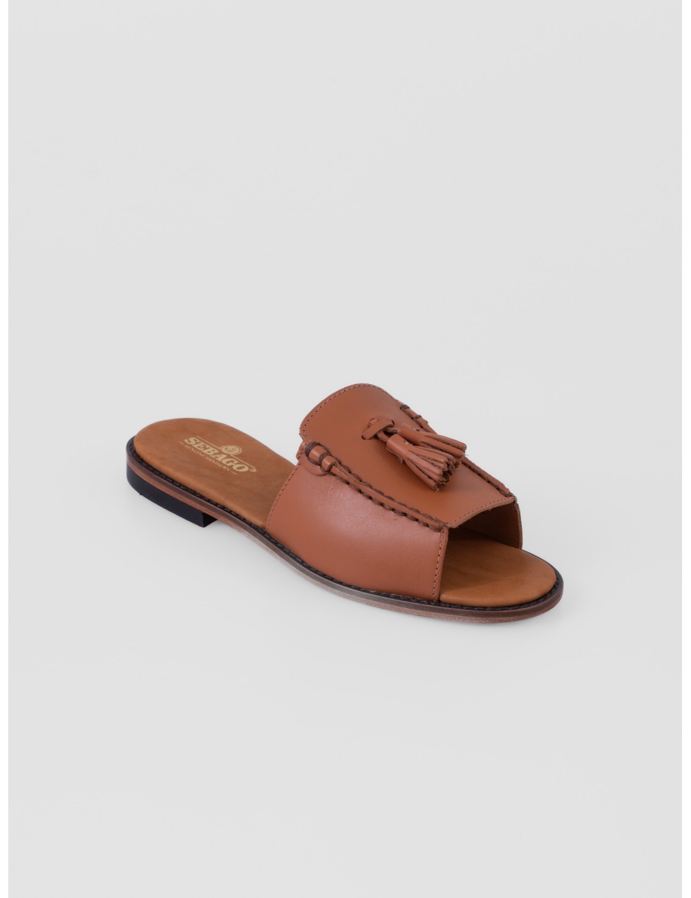 Sandalia cognac SEBAGO Will Slide Pop con pala tipo mocasín abierta