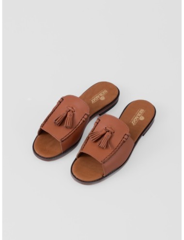 Sandalia cognac SEBAGO Will Slide Pop con pala tipo mocasín abierta