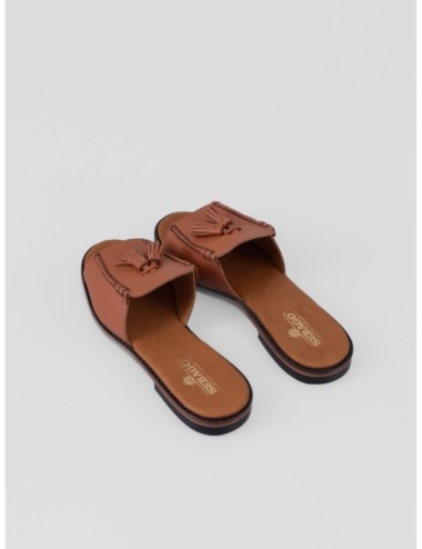 Sandalia cognac SEBAGO Will Slide Pop con pala tipo mocasín abierta