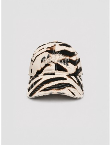 Gorra blanco roto GANNI Animal Print Cap con estampado animal
