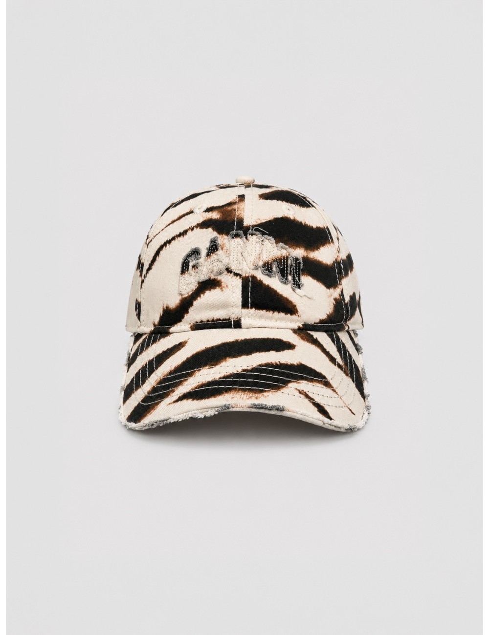 Gorra blanco roto GANNI Animal Print Cap con estampado animal