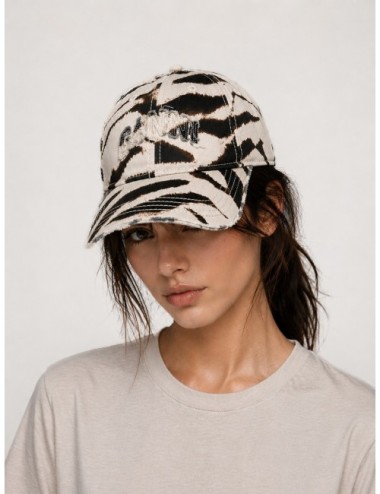 Gorra blanco roto GANNI Animal Print Cap con estampado animal