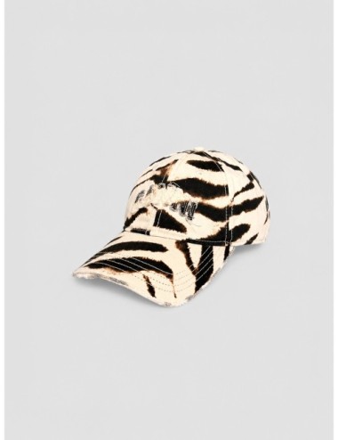 Gorra blanco roto GANNI Animal Print Cap con estampado animal