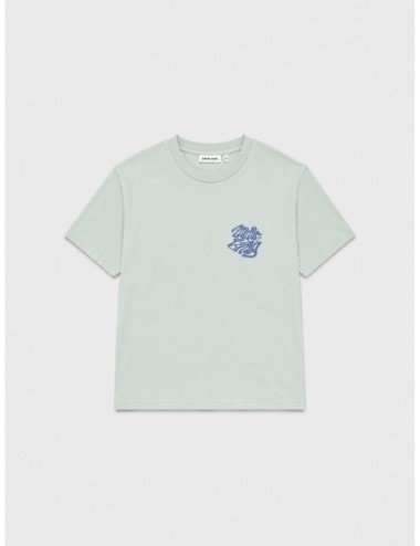 Camiseta verde agua lavado ANINE BING Cade con acabado lavado