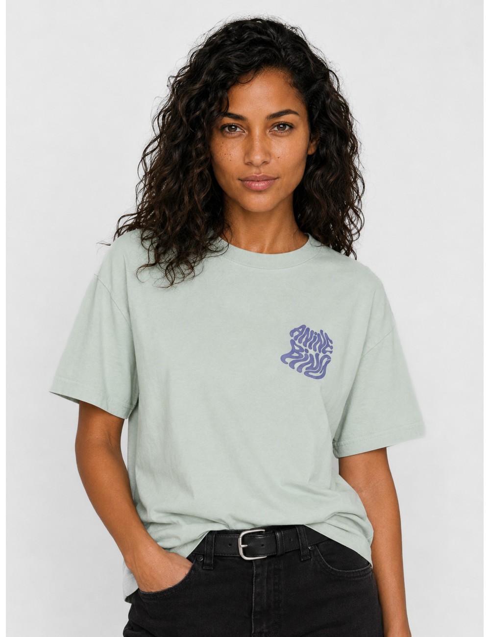 Camiseta verde agua lavado ANINE BING Cade con acabado lavado