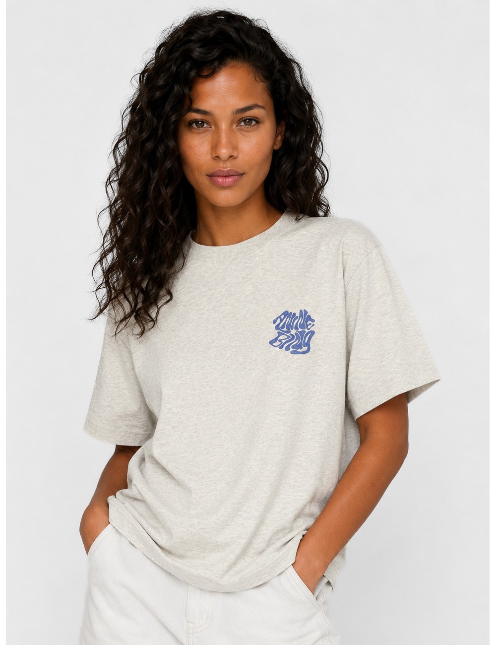 Camiseta gris jaspeado ANINE BING Cade con tono gris jaspeado