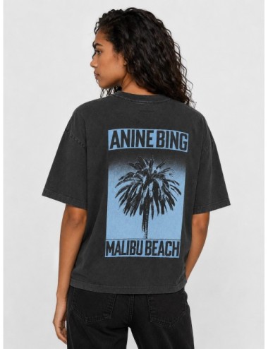 Camiseta negro lavado ANINE BING Cade Palm con gráfica Palm