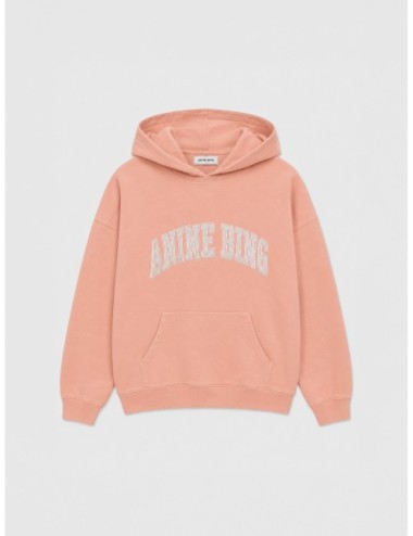 Sudadera con capucha rosa coral ANINE BING Harvey con capucha y bolsillo canguro