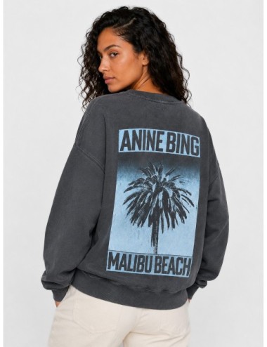 Sudadera negro lavado ANINE BING Miles Palm con gráfica Palm