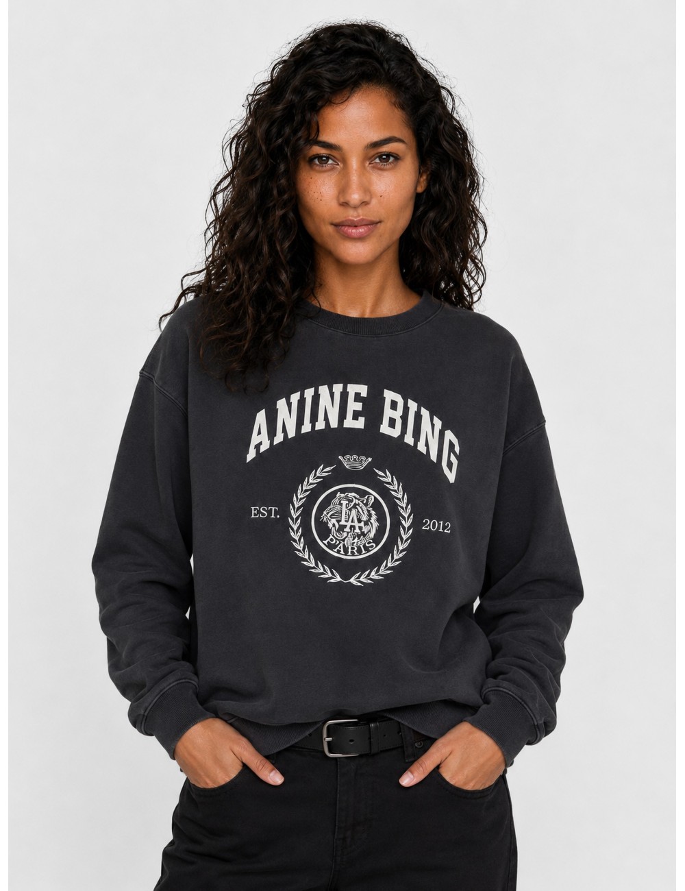 Sudadera negro vintage ANINE BING Collegiate con gráfica Collegiate