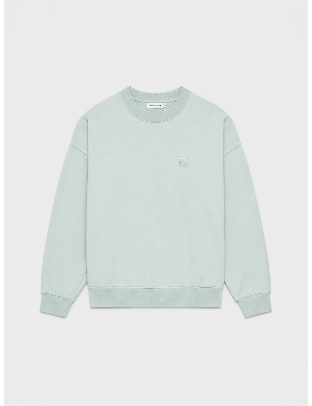 Sudadera verde agua lavado ANINE BING Miles con cuello redondo y acabado lavado