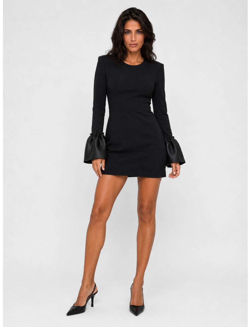 Vestido negro Rotate Frill con detalle de volante