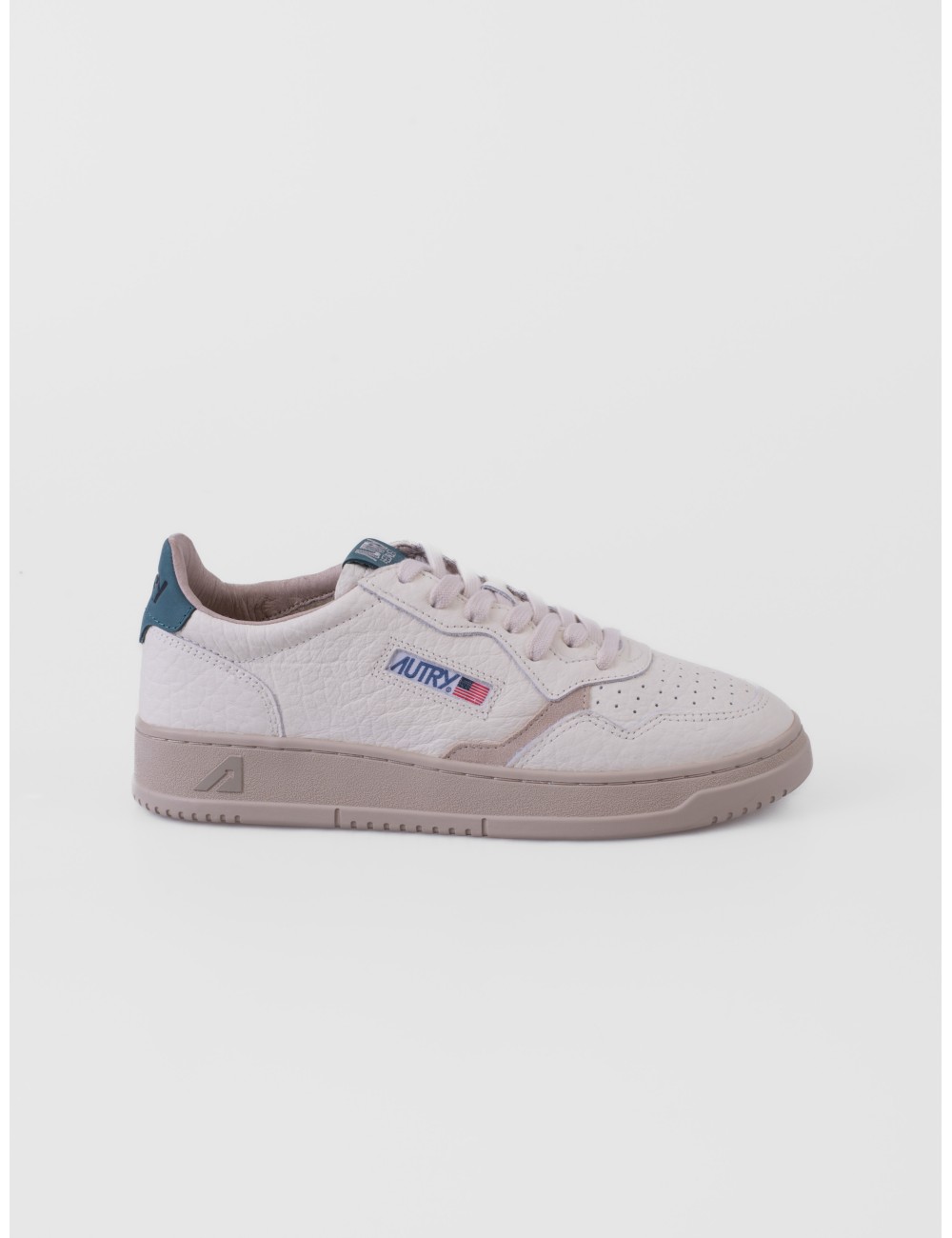 sneakers azul verdoso oscuro y gris Autry Medalist Low Man con puntera perforada y suela de goma vista frontal