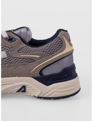 sneakers gris salvia y azul Autry Hyperway Low Man con malla ante y suela Action Cush vista trasera