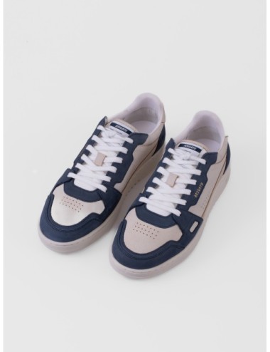 sneakers beige y azul Axel Arigato Dice Lo con paneles perforados y suela de goma vista tres cuartos