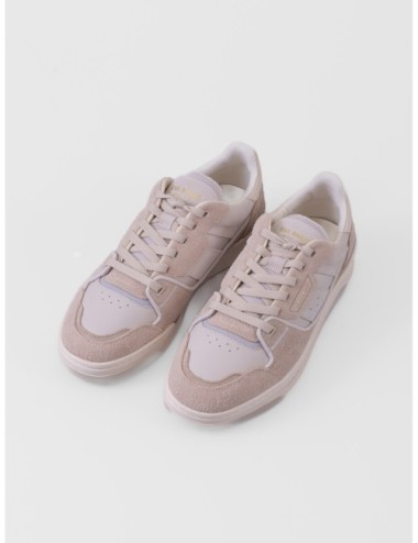 sneakers beige y topo claro Axel Arigato Clay de perfil bajo con paneles y suela gráfica vista tres cuartos