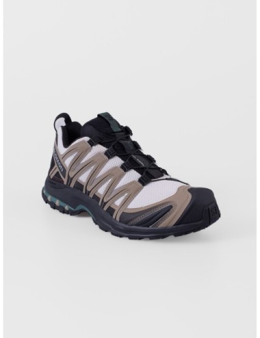 sneakers verde salvia vainilla y verde Salomon XA PRO 3D con quickLACE y 3D Advanced Chassis vista lateral