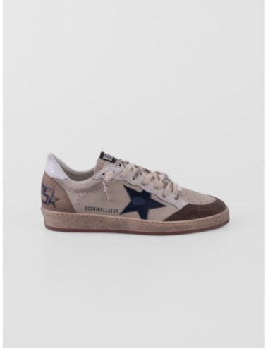 zapatillas Ball Star Golden Goose gris y azul vista lateral exterior