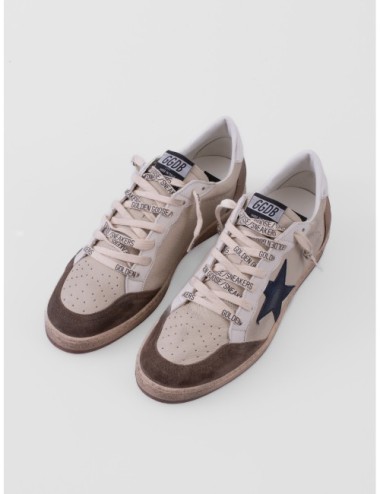 zapatillas Ball Star Golden Goose gris y azul vista frontal