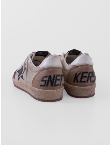 zapatillas Ball Star Golden Goose gris y azul vista posterior