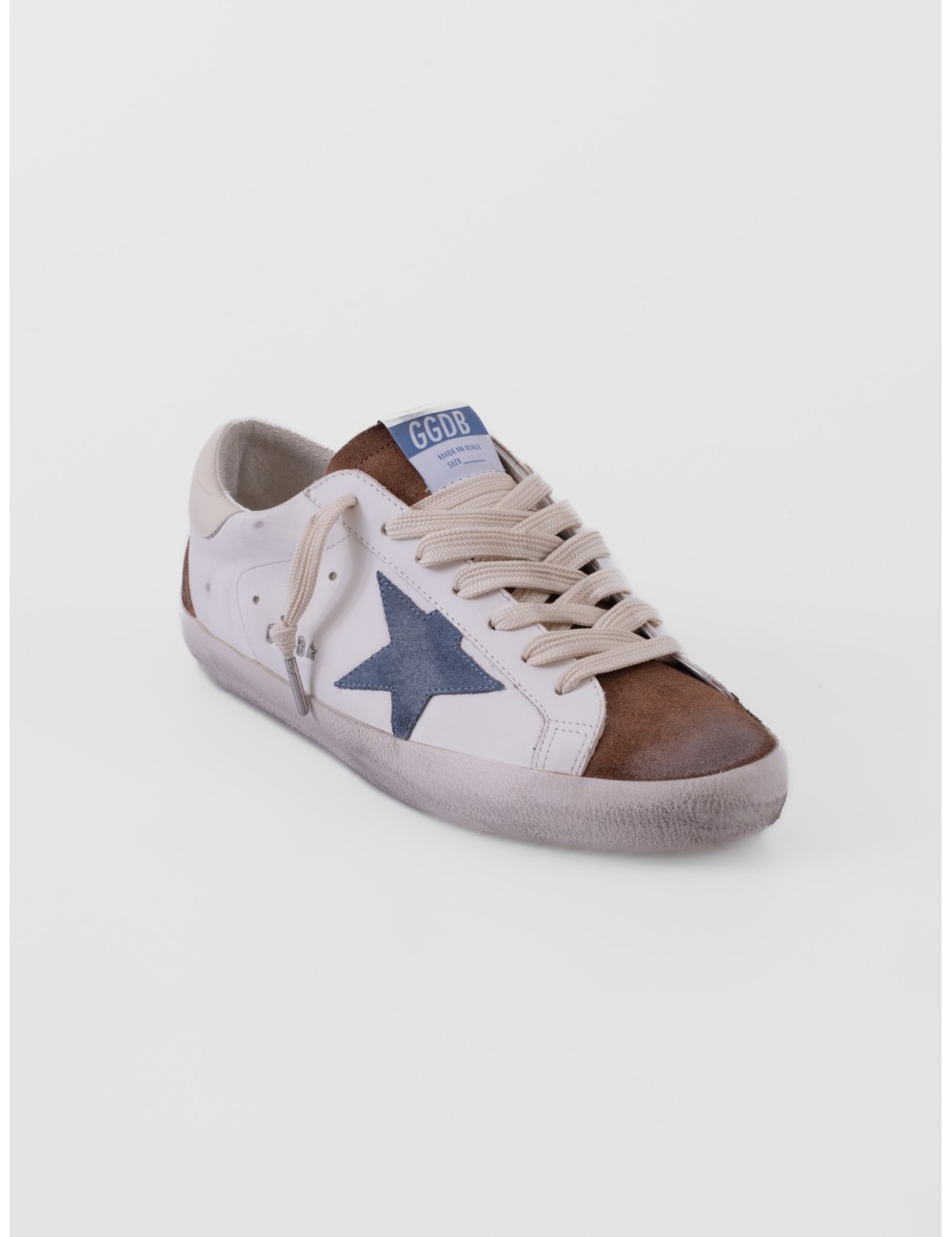 zapatillas Super Star Golden Goose azul denim vista lateral exterior