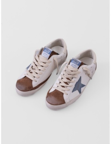 zapatillas Super Star Golden Goose azul denim vista frontal