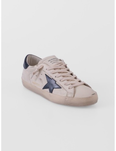 zapatillas Super Star Golden Goose beige y azul marino vista lateral interior