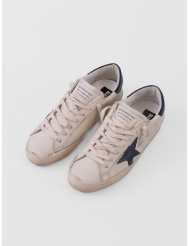 zapatillas Super Star Golden Goose beige y azul marino vista frontal