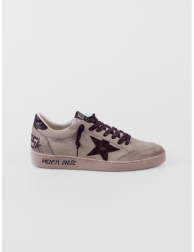 zapatillas Ball Star Golden Goose crema y gris vista lateral exterior
