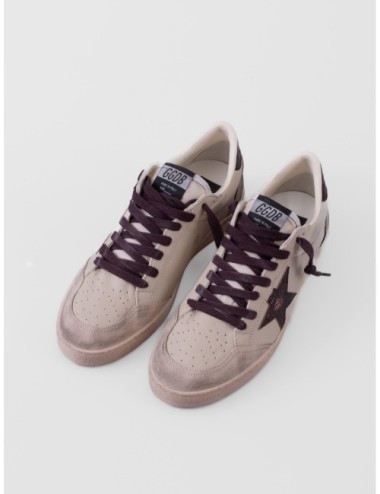 zapatillas Ball Star Golden Goose crema y gris vista frontal