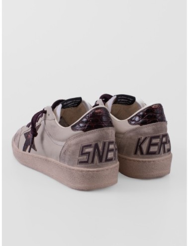 zapatillas Ball Star Golden Goose crema y gris vista posterior