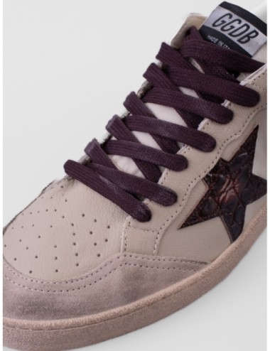 zapatillas Ball Star Golden Goose crema y gris detalle de suela