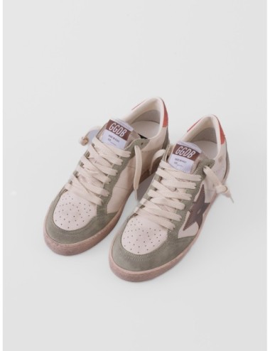 zapatillas Ball Star Golden Goose crema y verde salvia vista frontal