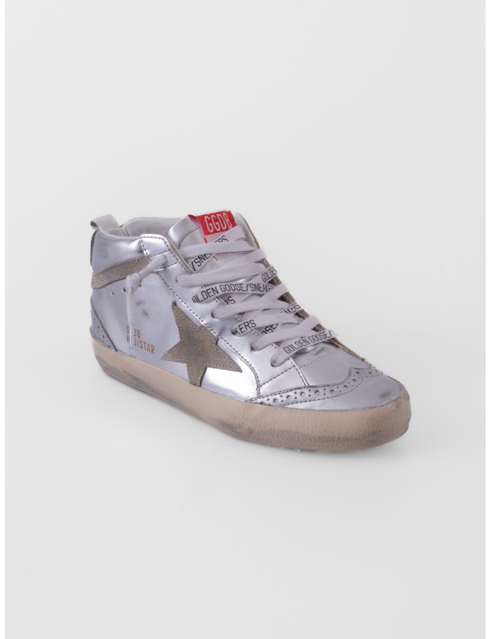 zapatillas Mid Star Golden Goose plata y topo vista lateral exterior