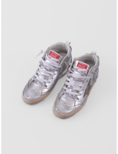 zapatillas Mid Star Golden Goose plata y topo vista frontal