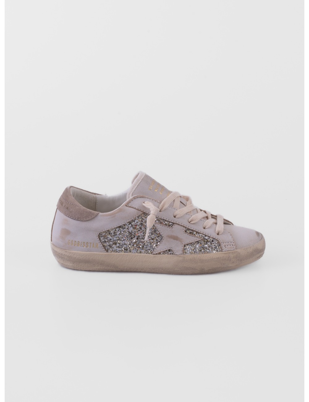zapatillas Super Star Golden Goose blanco y platino vista lateral exterior