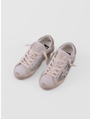 zapatillas Super Star Golden Goose blanco y platino vista frontal