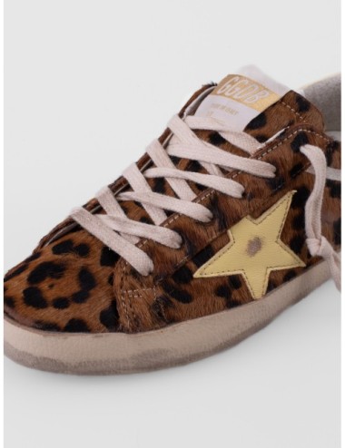 zapatillas Super Star Golden Goose leopardo y amarillo pálido detalle de suela