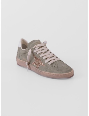 zapatillas Ball Star Golden Goose verde salvia y dorado vista lateral interior