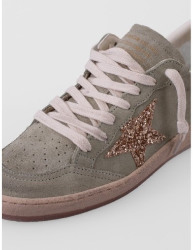 zapatillas Ball Star Golden Goose verde salvia y dorado detalle de suela