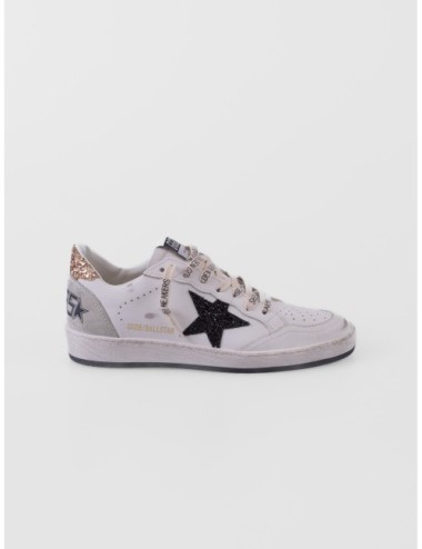 zapatillas Ball Star Golden Goose blanco negro y dorado vista lateral exterior