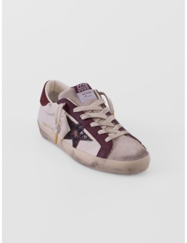 zapatillas Super Star Golden Goose crema y burdeos vista lateral interior
