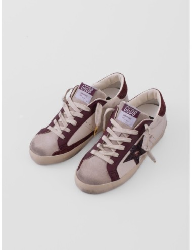zapatillas Super Star Golden Goose crema y burdeos vista frontal