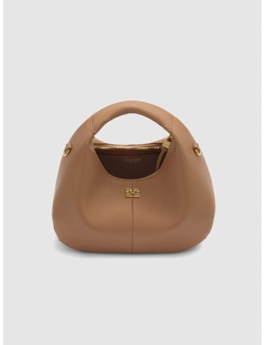 bolso MINI HOBO Ganni beige vista lateral