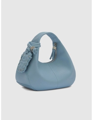 bolso MINI HOBO Ganni azul claro detalle de acabado