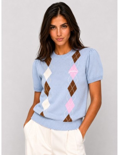 camiseta Argyle GANNI azul claro detalle frontal