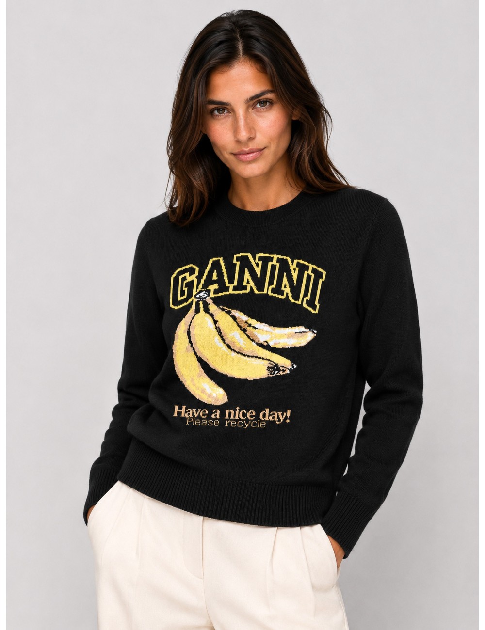 jersey Jumper With Banana GANNI negro vista principal