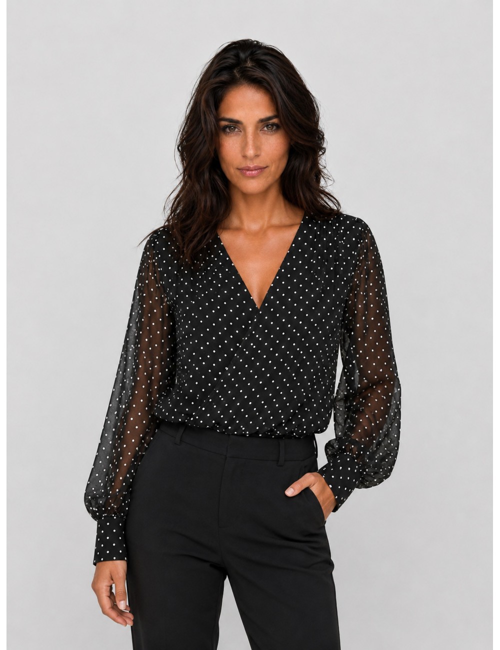 blusa Ruched ROTATE negro vista principal